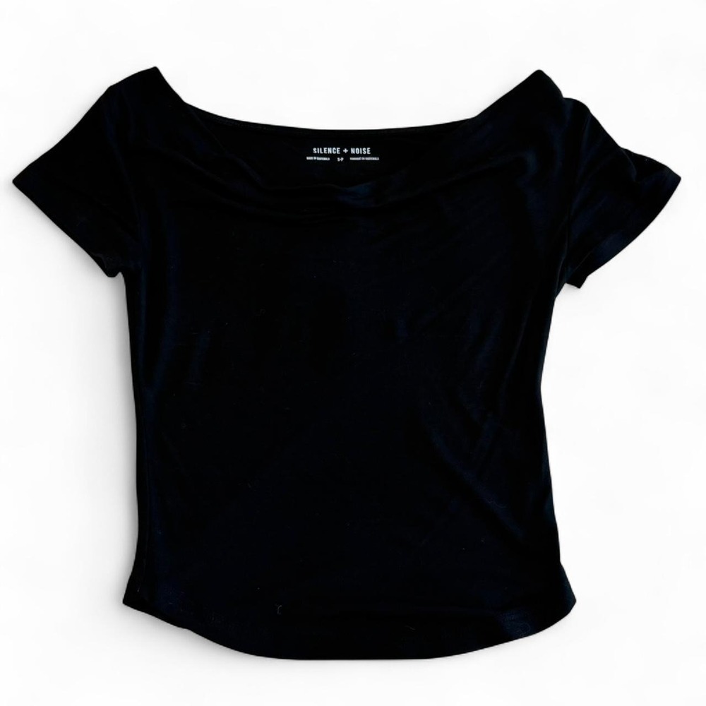 Silence + Noise Black Cowl Neck Top